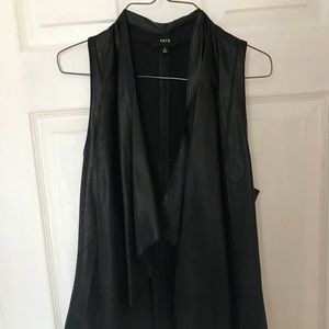 Black faux leather vest/cardigan.